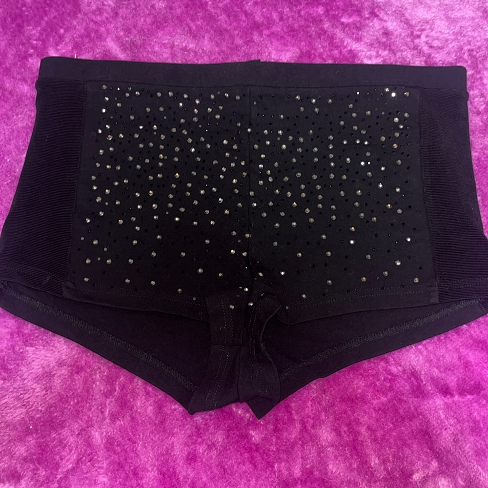 Topshop Sequin Black Booty Shorts with Zipper